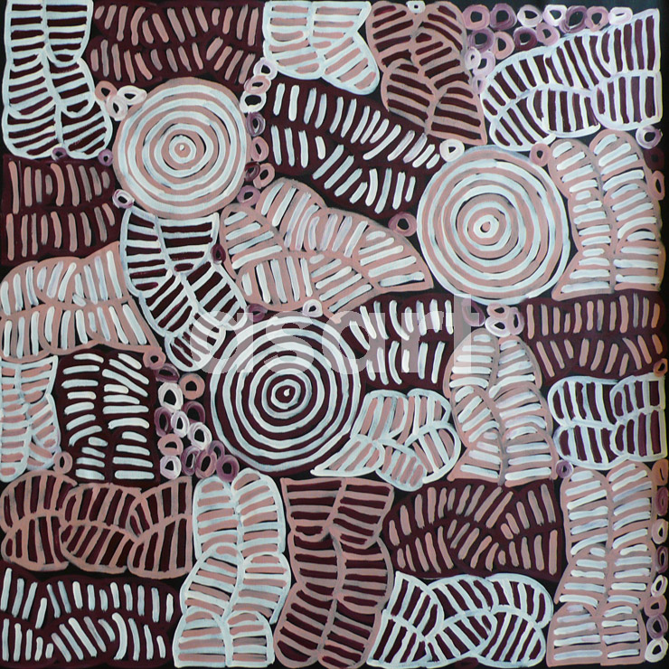 Awelye and Bush Melon (100223), by Aboriginal artist Betty Mbitjana (Australia)