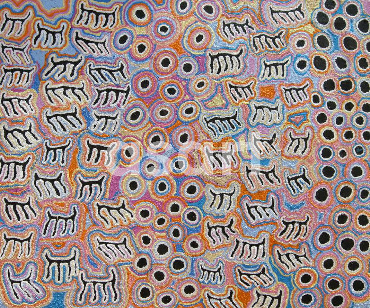 Majarrdi Jukurrpa (Ceremonial Dancing Skirt Dreaming), by Aboriginal artist Kelly Napanagka Michaels (Australia)