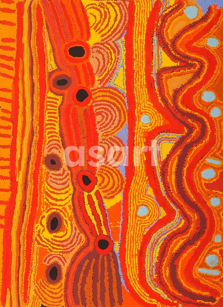 Wakirlpirri Jukurrpa (107cm x 76cm), by Aboriginal artist Liddy Napanangka Walker (Australia)