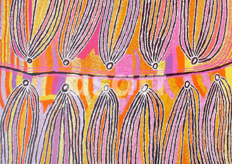 Wakirlpirri Jukurrpa (Dogwood Tree Dreaming), by Aboriginal artist Liddy Napanangka Walker (Australia)