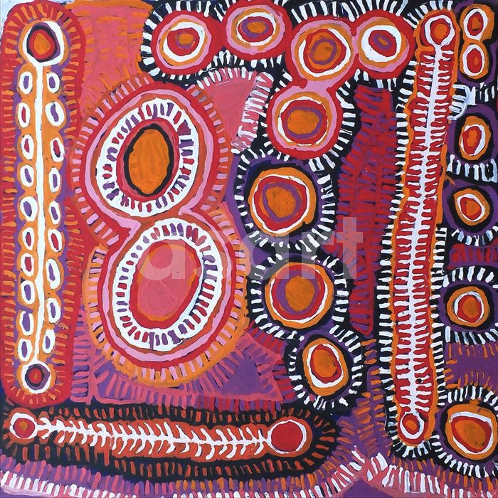 Malikijarra Jukurrpa (411/15), by Aboriginal artist Murdie Nampijinpa Morris (Australia)