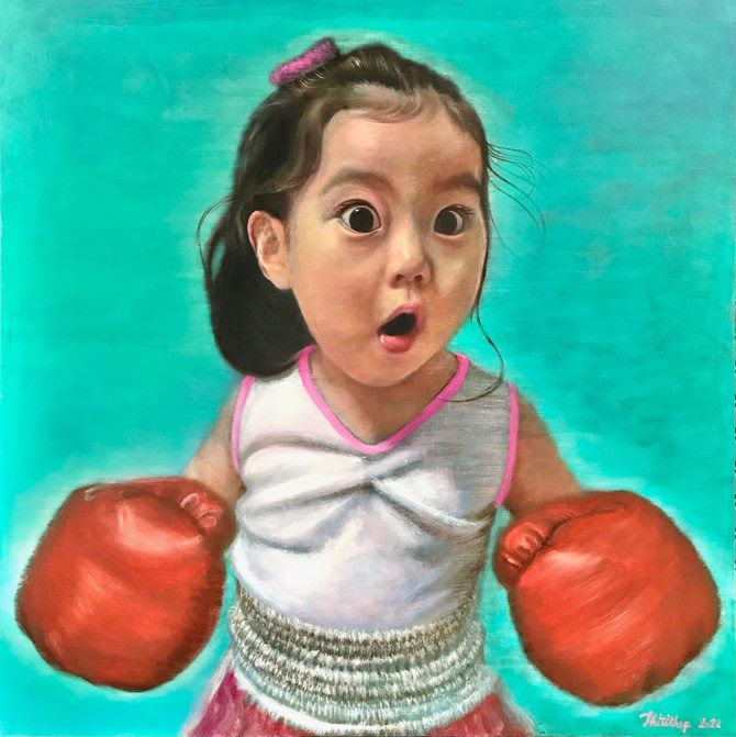 WHAT!, oil in canvas by artist Thitithep Roeknamchai (Thailand)